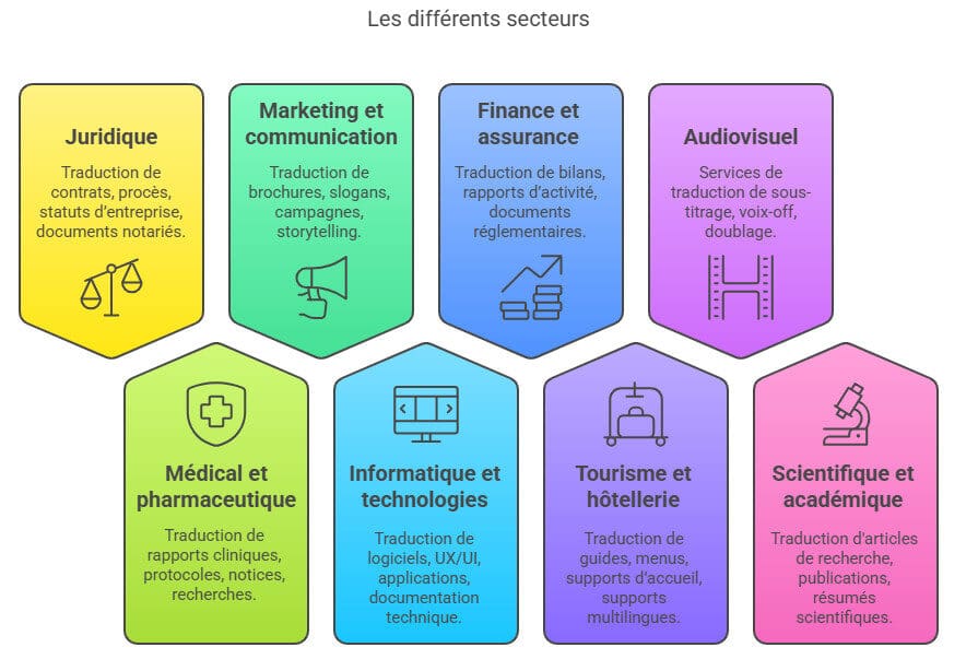 Les différents secteurs de la traduction et de l'interprétation